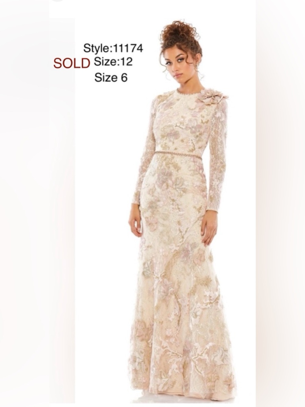 Floral embroidered lace trumpet gown